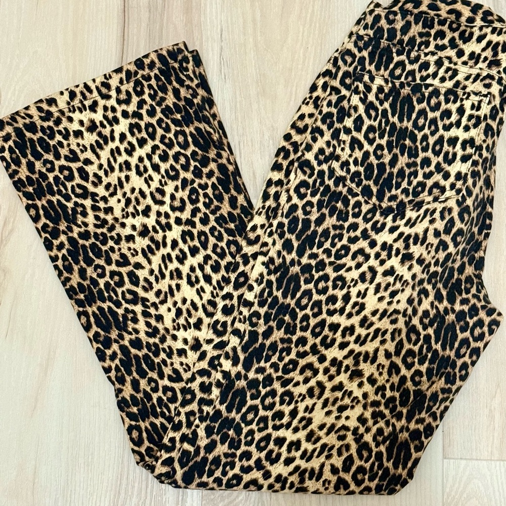 Blue Asphalt Leopard Print Bootcut Pants Size 5 Cropped Y2K Stretch